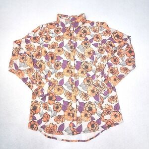 Duluth Trading Sidewinder Womens Shirt Medium Orange Purple Floral Ventilated